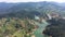 Aerial Panoramic view landscape of the lake of Guatape from Rock Piedra Del Penol, Colombia.