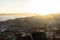 Aerial panoramic view of Lisbon, Portugal. Drone photo of the Lisbon old town skyline. Historical district at sunrise in capital