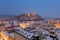 Aerial panoramic view of Ljubljana decorated for Christmas holidays, Slovenia, Europe.