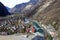 Aerial panoramic view of the mountain village of Bard from the medieval fort of the same name, Italy.