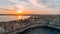 Aerial panoramic view of Ortigia island,old town of Syracuse.Small island on Sicily,Italy.Sicilian vacation,charming Italian