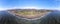 Aerial Panoramic view of Pacifica Esplanade Beach and Sharp Park Golf Course