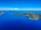 Aerial panoramic view of Peristera island located close to Alonnisos in Sporades  Greece