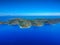 Aerial panoramic view of Peristera island located close to Alonnisos in Sporades  Greece