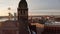 Aerial panoramic view of the Riga Dome Cathedral during winter sunset. The main cathedral in the old town.