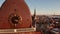 Aerial panoramic view of the Riga Dome Cathedral during winter sunset. The main cathedral in the old town.