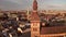 Aerial panoramic view of the Riga Dome Cathedral during winter sunset. The main cathedral in the old town.