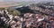 Aerial panoramic view of Santarem city with buildings and landscape, Portugal