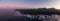 Aerial Panoramic View of a Small Town near Tofino on a Rocky Pacific Ocean Coast