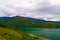 Aerial panoramic view to lake Debar, North Macedonia