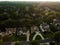 Aerial panoramic view of an upscale subdivision shot during golden hour