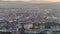 Aerial panoramic view of Vienna city with skyscrapers, historic buildings and a riverside promenade time lapse in Austria