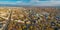 Aerial panoramic view Voronezh from height of aircraft flight. Voronezh synthetic rubber plant district in autumn