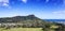 Aerial panoramic view of Waikiki`s famous volcano backdrop, Diamond Head