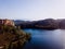 Aerial panoramic view of a water reservoir in the Mediterranean for times of drought