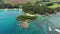 Aerial panoramic of waves of Indian Ocean and turquoise coral reef, Poste Lafayette, East coast, Mauritius. Turquoise coral reef