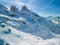 Aerial panoramic winter landscape in Swiss Alps, famous Engelgerg - Titlis ski resort, Switzerland