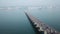 Aerial Penang Bridge with car traffic jam at direction Butterworth