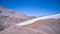 aerial of Penitentes in a dry and arid desolation in the high andes mountains at the Agua Negra pass.