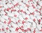 Aerial Perspective on a Massive Pile of Red and White Bowling Pins