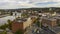 Aerial Perspective over Downtown Troy New York on the Hudson River