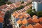 Aerial perspective of Singapore old town roofs, a picturesque scene