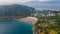 Aerial perspective of tropical secluded beach in Phuket. Landscape. Thailand. Asia. Nature