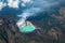 Aerial photo of active volcano Ijen in East Java