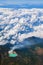 Aerial photo of active volcano Ijen in East Java