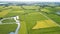 Aerial photo of the beautiful countryside of south China in autumn