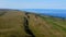 Aerial photo of Beautiful Scenery of Rocks Mountains and Sea at the North Coast of Ireland