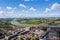 Aerial photo of the beautiful town of King`s Lynn a seaport and market town in Norfolk, England UK showing the main town centre