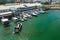 Aerial photo boat tour at Bayside Marina Miami