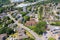 Aerial photo of the British town of Stevenage in Hertfordshire UK showing a typical British housing estate with rows of houses in