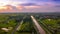 Aerial Photo canal and Railway Countryside Green Field Beautiful