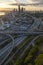 Aerial Photo City Skyline and Freeway, Seattle, Washington, USA