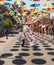 Aerial photo of dancers of typical Mexican dances from the downtown region