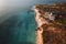 Aerial Photo of Dreamland Beach at Sunset, Bali, Pecatu, Uluwatu, Indonesia