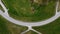 Aerial photo with a drone of a road curve and different lanes in AllgÃ¤u