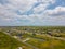 Aerial photo elevated homes at Port Bolivar Texas USA