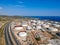 Aerial photo of famous full working plant and oil refinery of Motor Oil in Corinth area, Greece