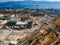 Aerial photo of famous full working plant and oil refinery of Motor Oil in Corinth area, Greece