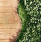 Aerial photo flying over yellow grain wheat field