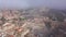 Aerial photo of foggy Trujillo, Extremadura, Spain. Castle visible from above.