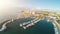 Aerial photo of Larnaca bay and fishermen boats in Cyprus panoramic view of port