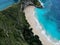 Aerial photo of Manta Bay or Kelingking Beach on Nusa Penida Island, Bali, Indonesia Drone photo