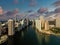 Aerial photo Miami River dramatic skyline