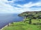 Aerial photo of Murlough Bay by the Atlantic Ocean on North Coast Antrim Northern Ireland