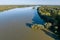 Aerial photo of the natural flooding Danube River