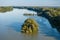 Aerial photo of the natural flooding Danube River